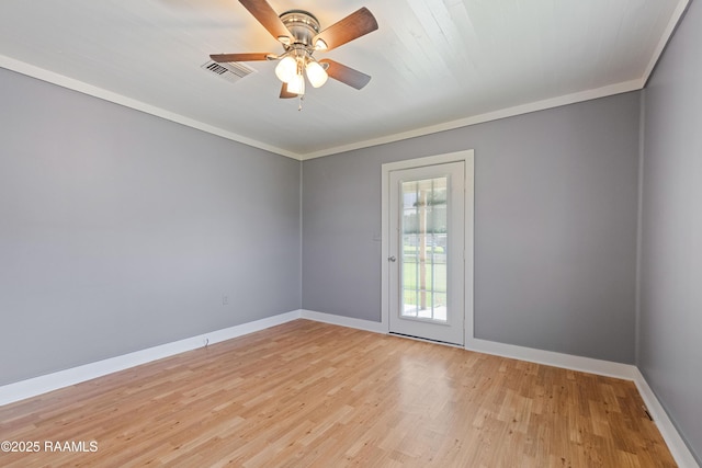 1044 Babineaux Rd, Breaux Bridge, LA 70517 - empty room with light wood-style flooring, ceiling fan, and ornamental molding