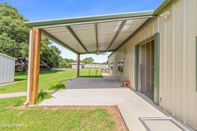 7011 Cameron St, Duson, LA 70529 - view of patio / terrace with a ceiling fan and an attached carport