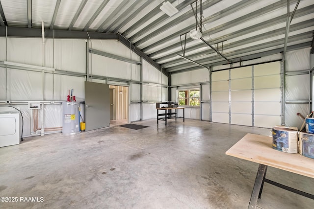 7011 Cameron St, Duson, LA 70529 - garage with washer / clothes dryer, water heater, and a garage door opener