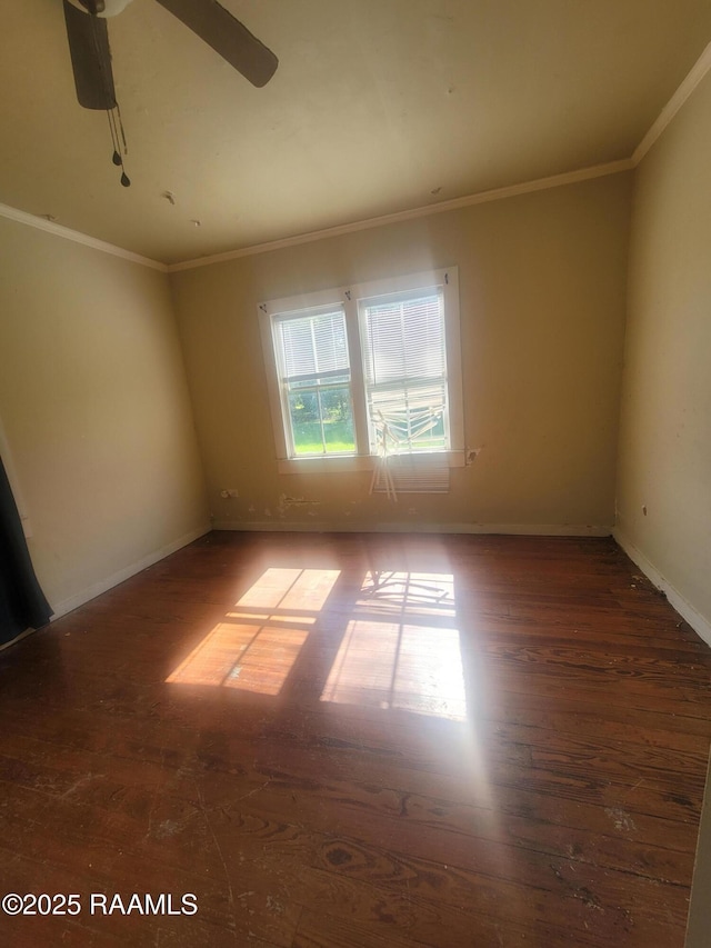 9028 La Cote Rd, Maurice, LA 70555 - spare room featuring crown molding, wood finished floors, and a ceiling fan