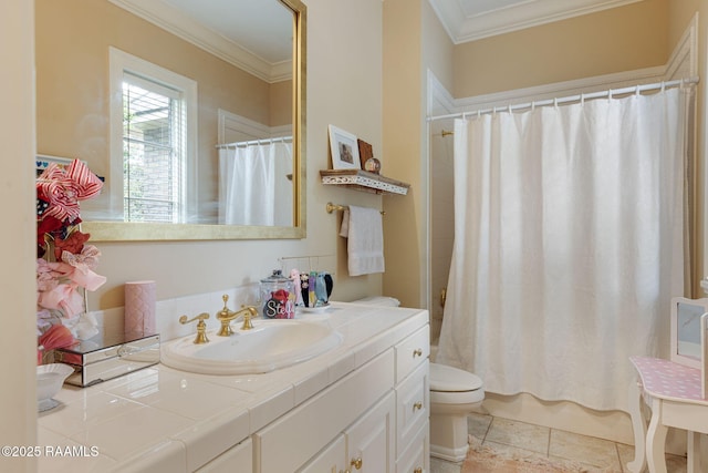 2 Carmel Bnd, New Iberia, LA 70563 - full bath with ornamental molding, vanity, and shower / bath combination with curtain