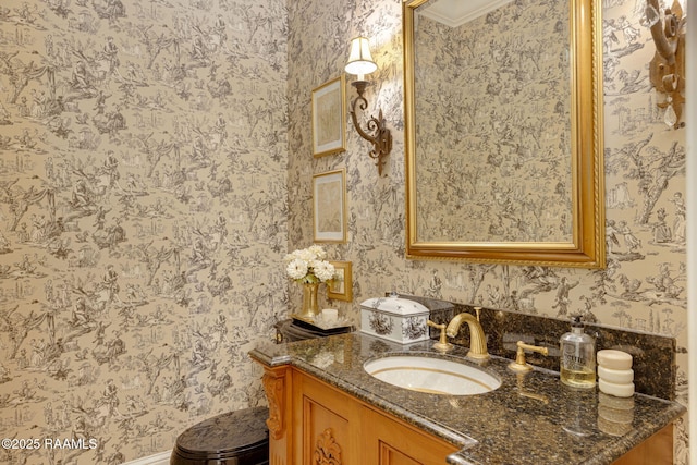 2 Carmel Bnd, New Iberia, LA 70563 - half bathroom with wallpapered walls and vanity