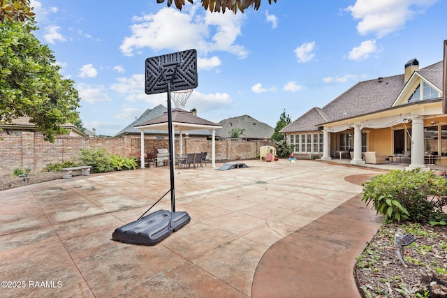 2 Carmel Bnd, New Iberia, LA 70563 - view of basketball court with a gazebo and a fenced backyard