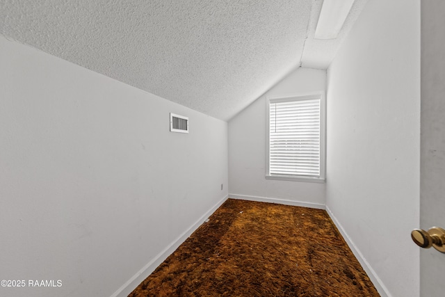 1243 Huval Rd, Breaux Bridge, LA 70517 - additional living space with a textured ceiling, carpet floors, and lofted ceiling