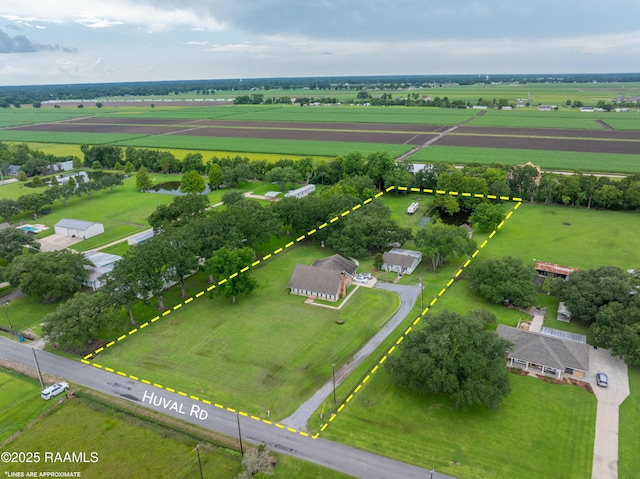 1243 Huval Rd, Breaux Bridge, LA 70517 - view of rural area with large plots for crops and property parcel outlined