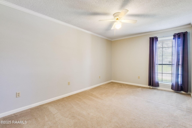 314 Creswell Ave, Scott, LA 70583 - empty room with light carpet, a ceiling fan, a textured ceiling, and ornamental molding