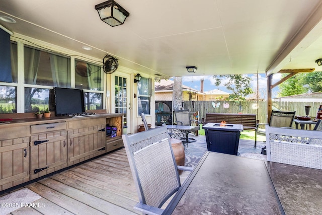 314 Creswell Ave, Scott, LA 70583 - wooden terrace with an outdoor fire pit