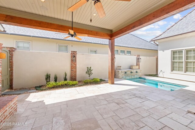 106 Brickell Way, Lafayette, LA 70508 - fenced backyard with ceiling fan and a patio