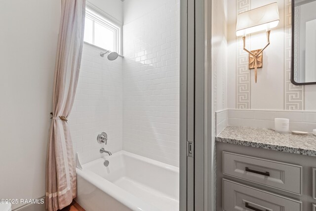 106 Brickell Way, Lafayette, LA 70508 - bathroom featuring shower / bath combination with curtain and vanity