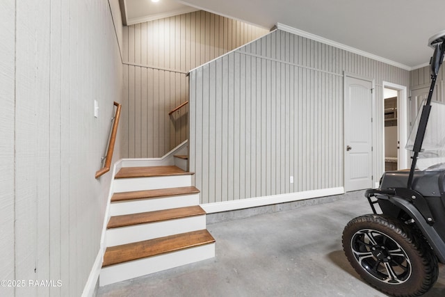 106 Brickell Way, Lafayette, LA 70508 - staircase with ornamental molding and concrete flooring