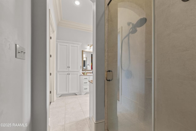 407 Arabella Blvd, Lafayette, LA 70508 - corridor featuring ornamental molding and light tile patterned floors