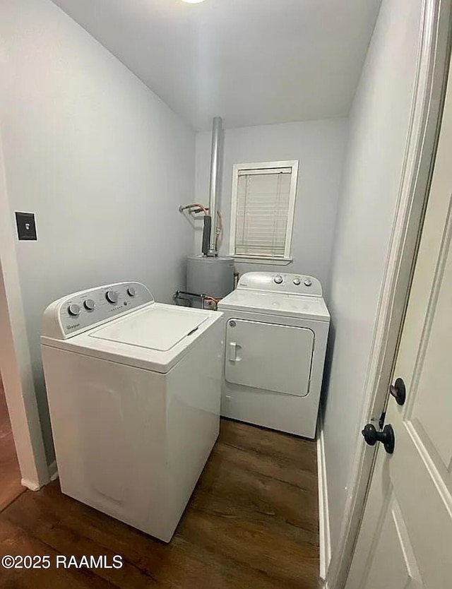 1317 N N Elton Ct, Lake Charles, LA 70607 - laundry area with dark wood-style flooring, separate washer and dryer, and water heater