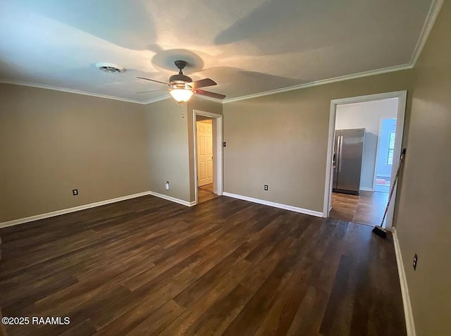 1317 N N Elton Ct, Lake Charles, LA 70607 - spare room featuring dark wood finished floors, ceiling fan, and ornamental molding