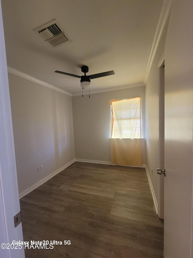 117 Luna St, Lafayette, LA 70506 - empty room with ornamental molding, wood finished floors, and ceiling fan