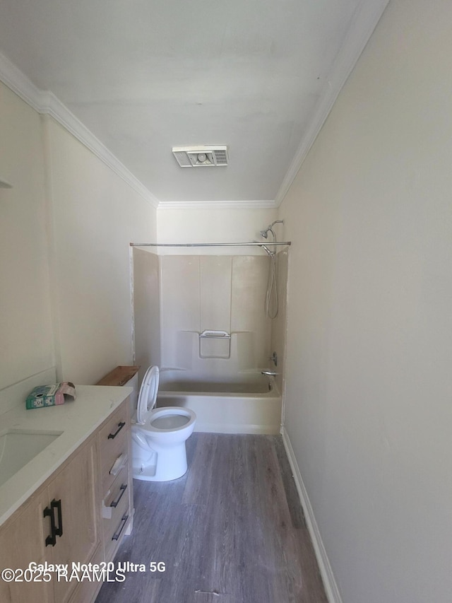 117 Luna St, Lafayette, LA 70506 - full bathroom with vanity, bathing tub / shower combination, wood finished floors, and crown molding