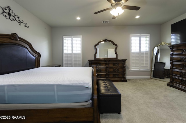 100 Rose Of Sharon Ln, Lafayette, LA 70508 - carpeted bedroom with recessed lighting and ceiling fan