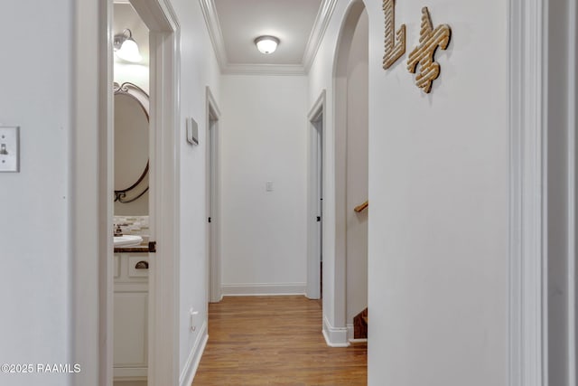 103 Majestic Oaks Dr, Broussard, LA 70518 - hall with ornamental molding and light wood-style flooring