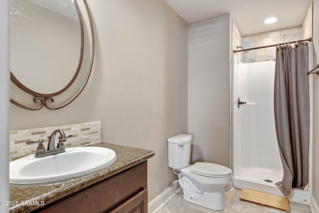 103 Majestic Oaks Dr, Broussard, LA 70518 - full bathroom with a stall shower, vanity, and backsplash