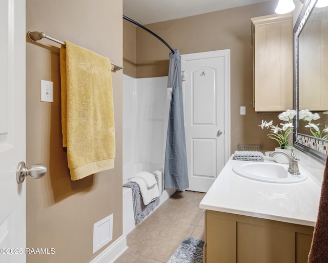 201 Spanish Moss Ln, Broussard, LA 70518 - bathroom with vanity, tile patterned flooring, and shower / bath combo