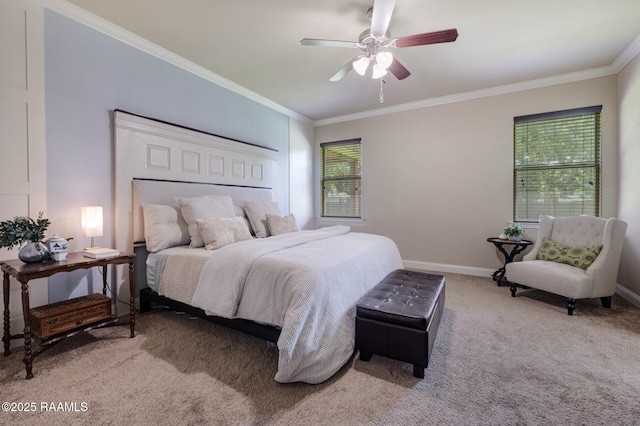 201 Spanish Moss Ln, Broussard, LA 70518 - carpeted bedroom with ornamental molding and ceiling fan