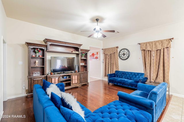 117 Gray Birch Loop, Youngsville, LA 70592 - living room featuring a ceiling fan and wood finished floors