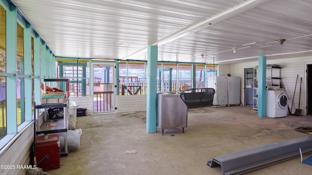 116 Sunset Blvd, Cypremort Point, LA 70538 - misc room with washer / dryer and unfinished concrete floors