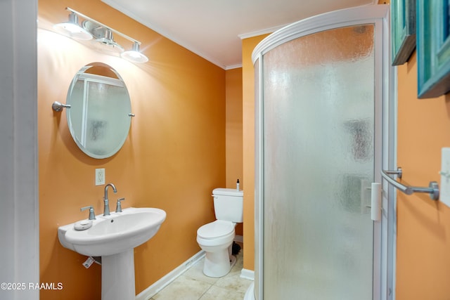 116 Sunset Blvd, Cypremort Point, LA 70538 - full bathroom with a stall shower, tile patterned flooring, and crown molding