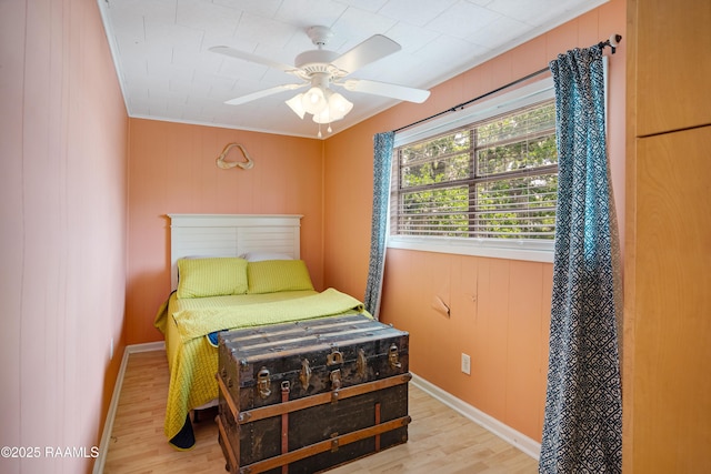 116 Sunset Blvd, Cypremort Point, LA 70538 - bedroom with light wood-style flooring, crown molding, and ceiling fan