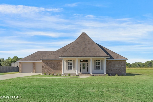 12511 Aube Dr, Abbeville, LA 70510 - view of front of house featuring driveway, an attached garage, brick siding, and roof with shingles