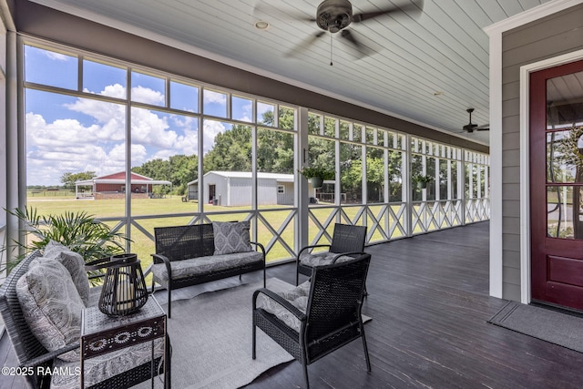 7804 Picard Rd, Maurice, LA 70555 - sunroom / solarium with a ceiling fan and an outdoor hangout area
