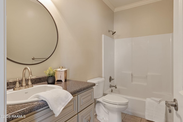 7804 Picard Rd, Maurice, LA 70555 - full bathroom with crown molding, vanity, tile patterned flooring, and bathtub / shower combination