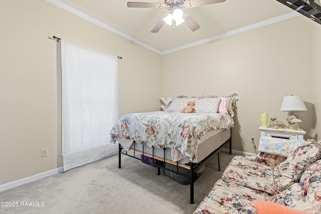 117 Montero Cir, Lafayette, LA 70503 - carpeted bedroom with ornamental molding and a ceiling fan
