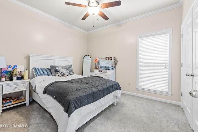 117 Montero Cir, Lafayette, LA 70503 - bedroom featuring crown molding, light carpet, and ceiling fan