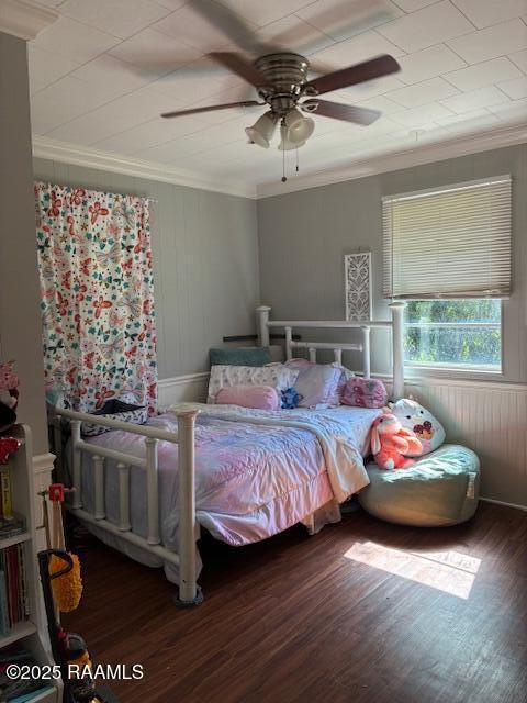 105 Sugar Dr, Broussard, LA 70518 - bedroom with crown molding, wood finished floors, and ceiling fan