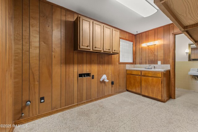 1212 S Main St, Breaux Bridge, LA 70517 - washroom with wood walls and a sink