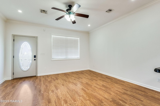 103 Saint Germaine Cir, Lafayette, LA 70506 - foyer featuring crown molding, ceiling fan, light wood-type flooring, and recessed lighting