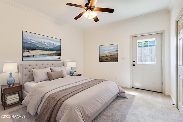 103 Saint Germaine Cir, Lafayette, LA 70506 - bedroom featuring light carpet, ornamental molding, and a ceiling fan
