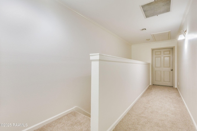 103 Saint Germaine Cir, Lafayette, LA 70506 - hallway featuring attic access, carpet, and ornamental molding
