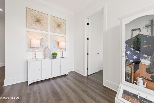 100 Catamaran Dr, Youngsville, LA 70592 - corridor featuring dark wood-style floors and crown molding