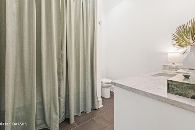 100 Catamaran Dr, Youngsville, LA 70592 - full bath featuring vanity, tile patterned floors, a shower with curtain, and crown molding
