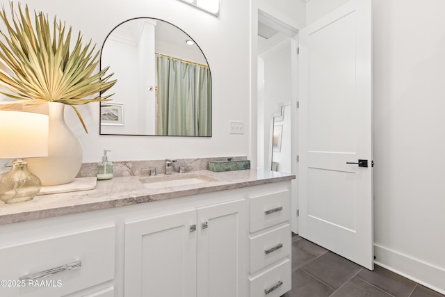 100 Catamaran Dr, Youngsville, LA 70592 - bathroom with vanity, tile patterned flooring, and a shower with curtain