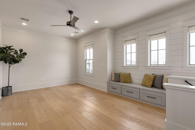 106 Sonoma Way, Lafayette, LA 70508 - unfurnished room featuring light wood-style flooring, ceiling fan, recessed lighting, and crown molding
