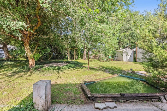 1912 Mimosa St, Abbeville, LA 70510 - view of green lawn featuring a storage shed