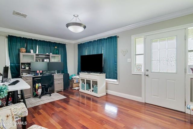 101 Barrow St, New Iberia, LA 70563 - office featuring ornamental molding and wood finished floors