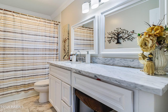 101 Barrow St, New Iberia, LA 70563 - bathroom with vanity, ornamental molding, and marble finish floors