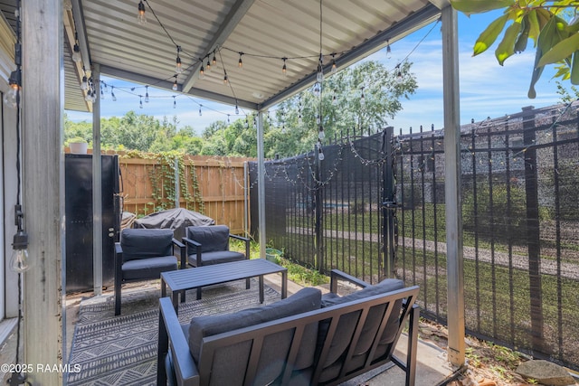 26 Morning Glory Sq, Lafayette, LA 70507 - fenced backyard with outdoor lounge area