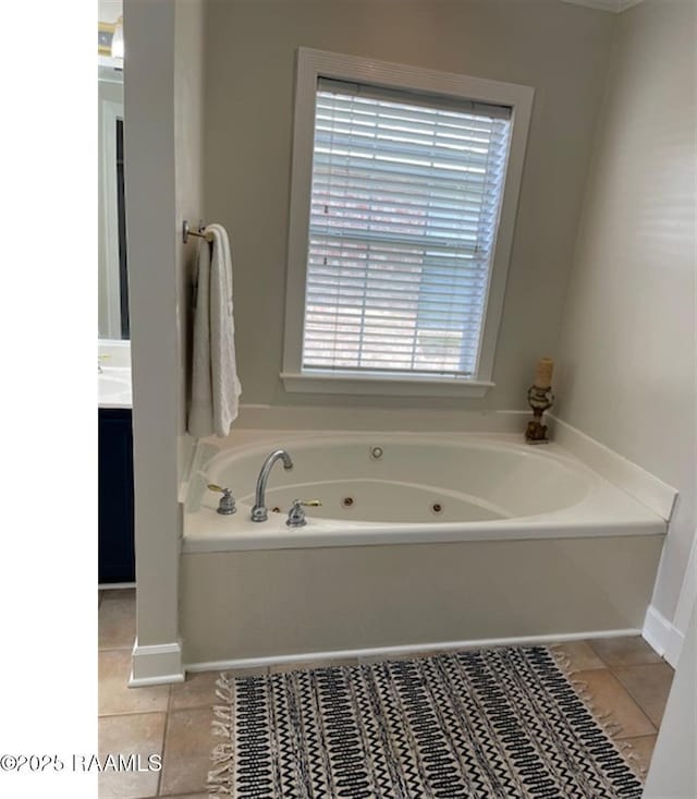 101 Asphodel Ct, Lafayette, LA 70503 - full bathroom featuring tile patterned flooring, a tub with jets, and vanity