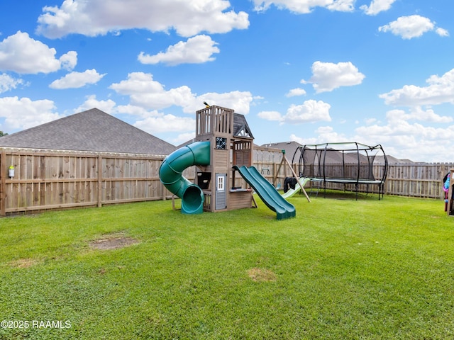 107 Southern Oak Dr, Lafayette, LA 70507 - view of jungle gym with a trampoline and a fenced backyard