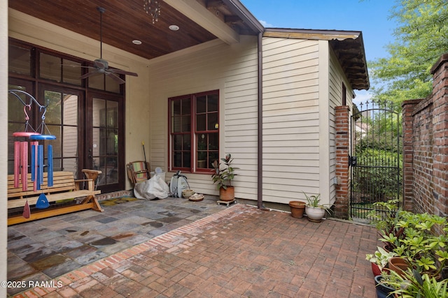104 Littleton Xing, Lafayette, LA 70508 - view of patio / terrace with a gate and a ceiling fan