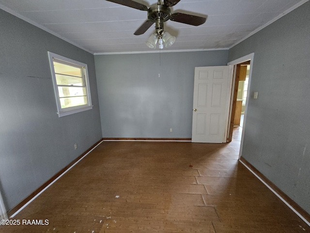 110 Judge Dr, Lafayette, LA 70507 - empty room with wood-type flooring, ornamental molding, and a ceiling fan